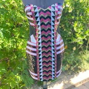 Strapless sequin dress